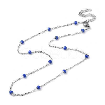 304 Stainless Steel with Enamel Satellite Chain Necklaces NJEW-G117-01P-1