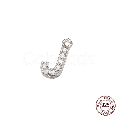 Real Platinum Plated Rhodium Plated 925 Sterling Silver Micro Pave Clear Cubic Zirconia Charms STER-P054-10P-J-1