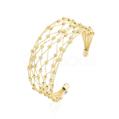 Brass Wire Wrap Open Cuff Bangle BJEW-I303-02G-1