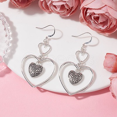 Heart Alloy Dangle Earrings EJEW-JE05534-03-1