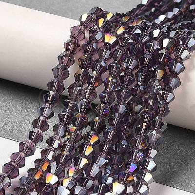 Transparent Electroplate Glass Beads Strands GLAA-F029-4mm-A04-1