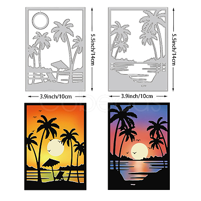 Coconut Tree Theme Carbon Steel Cutting Dies Stencils DIY-WH0309-1313-1