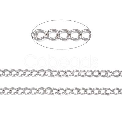 Non-Tarnish 3.28 Feet 304 Stainless Steel Twist Chains X-CHS-K001-24-3mm-1