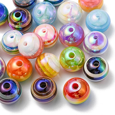 22Pcs 11 Colors Stripe Resin Beads RESI-YW0001-32-1