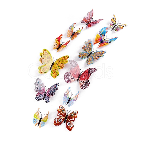 12Pcs PVC 3D Butterfly Wall Decorative Stickers PW-WG55410-06-1