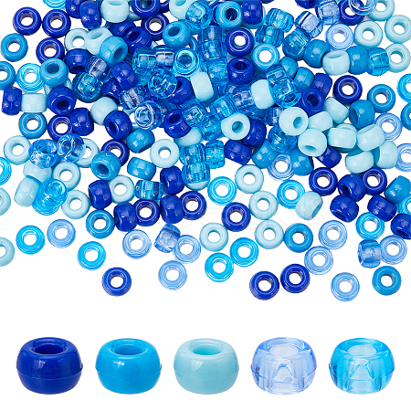 SUNNYCLUE 1000Pcs 5 Colors Opaque & Transparent Plastic Beads KY-SC0001-91B-1