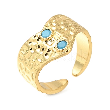 Heart Rack Plating Brass Micro Pave Cubic Zirconia Open Cuff Rings for Women RJEW-M022-26G-1