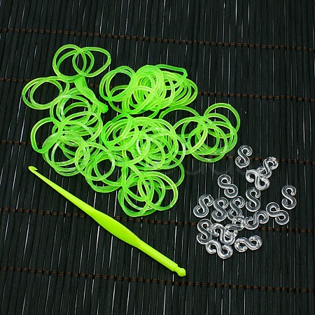 Fluorescent Neon Color Rubber Loom Bands Refills with Accessories DIY-R006-01-1