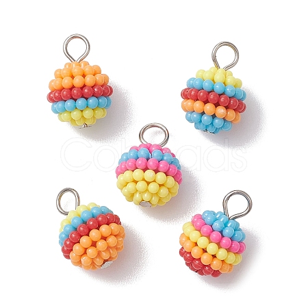 Rainbow Color Resin Waxberry Pendants PALLOY-JF02776-1