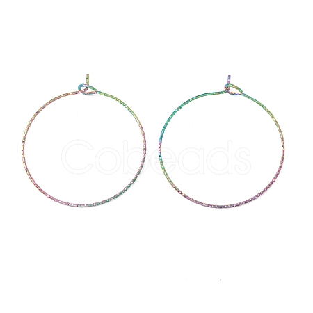 Rainbow Color Ion Plating(IP) 316 Surgical Stainless Steel Hoop Earrings Findings STAS-D183-02M-03-1