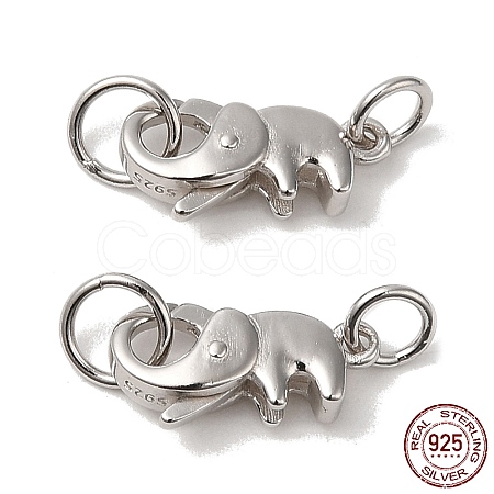 Anti-Tarnish Rhodium Plated 925 Sterling Silver Lobster Claw Clasps with Jump Rings STER-D006-15P-1