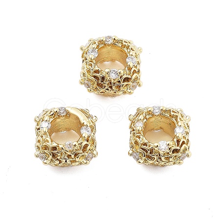 Brass Micro Pave Cubic Zirconia European Beads KK-Q006-40G-1