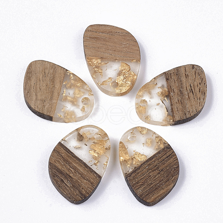 Transparent Resin & Walnut Wood Pendants RESI-Q210-006A-A01-1