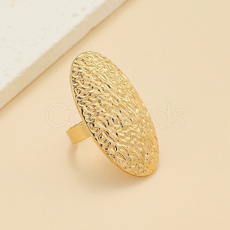 Textured Oval Alloy Adjustable Rings for Women RJEW-A045-01KCG-1