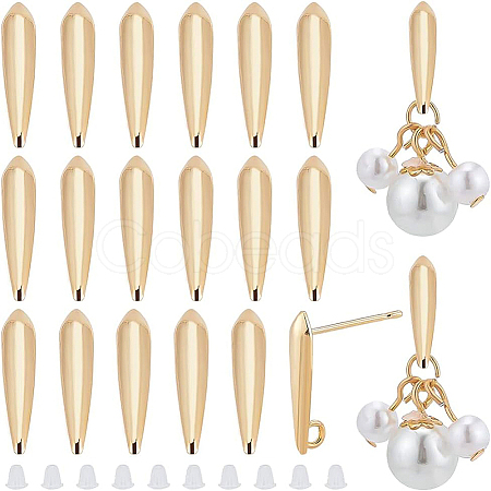 BENECREAT 40Pcs Brass Stud Earring Findings KK-BC0009-04-1