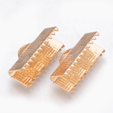 Brass Ribbon Crimp Ends KK-Q747-10E-G-1