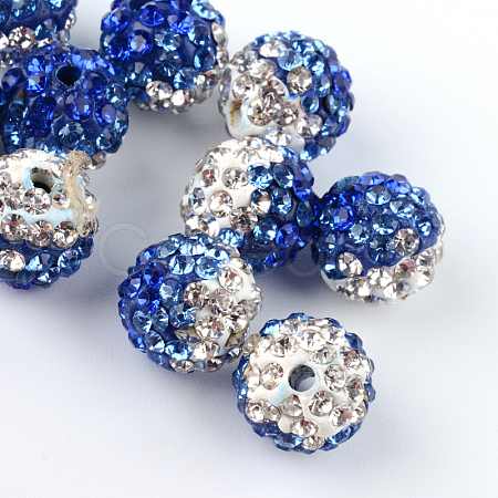Two-Tone Color Handmade Polymer Clay Disco Ball Beads X-RB-R041-10-1