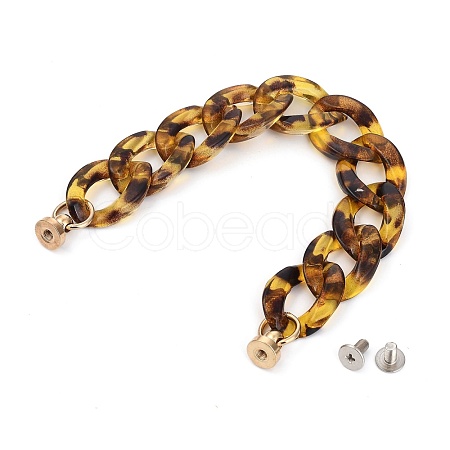 Acrylic Imitation Leopard Skins Curb Chain for DIY Keychains X-HJEW-JM00400-01-1