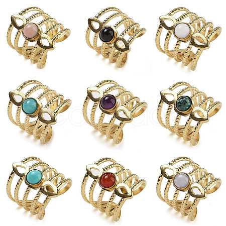 Natural & Synthetic Gemstone Finger Rings RJEW-U027-08G-1