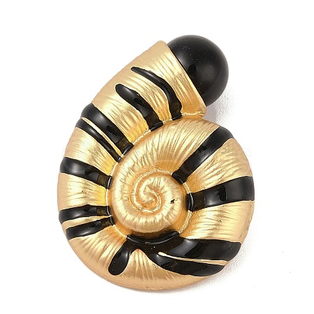 Conch Shell Shaped Alloy Black Enamel Pins Brooches JEWB-M046-27G-1