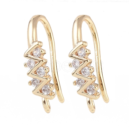 Brass Micro Pave Cubic Zirconia Earring Hooks KK-U008-11G-1