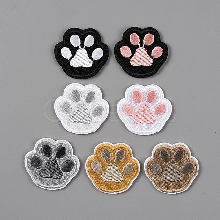 Dog Paw Print Polyester Embroidery Sew on/Self-Adhesive Patches DIY-TAC0025-03-1