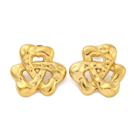 Flower Ion Plating(IP) 304 Stainless Steel Stud Earrings EJEW-H013-27G-1