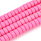 Handmade Polymer Clay Beads Strands, for DIY Jewelry Crafts Supplies, Flat Round, Hot Pink, 6~7x3mm, Hole: 1.5mm, about 113~116pcs/strand, 15.55 inch~16.14 inch(39.5~41cm)