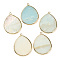 Natural Amazonite Pendants, with Brass Findings, Drop, Golden, 42~44x33~35x2.5mm, Hole: 2mm