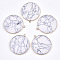 Synthetic Howlite Pendants, with Brass Findings, Flat Round, Golden, 43~44x38.5~39.5x2.5mm, Hole: 2mm