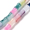 Glass Beads Strands, Bamboo Stick Shape, Colorful, 11.5~12x8~8.5mm, Hole: 1.1mm, about 30Pcs/strand, 14.17 inch(36cm)