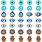 Nbeads 35Pcs 7 Style Detachable Plastic Shoe Charms, Hook Style, Evil Eye Theme, Mixed Shapes, Mixed Color, 20~29.5x22.5~30x8.5~9mm, 5pcs/style