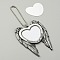 Zinc Alloy Heat Transfer Sublimation Blank Pendant Decorations, with Aluminum Findings, Angel Wings Holding Love Heart Car Keychain Ornament Decoration, Platinum, 150mm, Pendant: 83x65x4mm, Heart: 36x42x0.5mm.