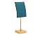 Velvet & Metal Single Necklace Display Riser Stands, L-Shaped, Golden, Teal, 4.5x4.5x16.5cm