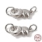 Anti-Tarnish Rhodium Plated 925 Sterling Silver Lobster Claw Clasps with Jump Rings, Elephant with 925 Stamp, Platinum, 7x14x4.5mm