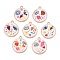 Printed Rack Plating Alloy Enamel Pendants, Golden, Flat Round with Eye & Heart Charm, Mixed Color, 28.5x25x4mm, Hole: 1.8mm