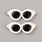 Opaque Resin Pendants, Sunglasses Charms, with Platinum Tone Iron Loops, White, 45x16x4mm, Hole: 2mm