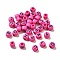 Opaque Acrylic Beads, Large Hole Beads, Flat Round with Letter A~Z, Hot Pink, 7x5mm, Hole: 2.5mm, about: 3333pcs/500g