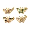 Brass Micro Pave Cubic Zirconia Pendants, Real 18K Gold Plated, Butterfly, Mixed Color, 13x20x3mm, Hole: 3mm