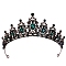 Alloy Rhinestone Crown Hair Bands, Hair Accessories for Girls Women Party Decoration, Emerald, 140mm