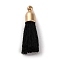 Cotton Pendants, with CCB Plastic Finding, Tassl, Black, 24.5~30x6mm, Hole: 1.4mm