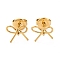 Ion Plating(IP) 304 Stainless Steel Stud Earrings, Bowknot, Real 14K Gold Plated, 8x10mm