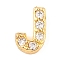 Rack Plating Brass Micro Pave Cubic Zirconia Cabochons, Cadmium Free & Lead Free, Long-Lasting Plated, Real 18K Gold Plated, Letter J, 5x5x2mm