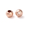 Rack Plating Brass Spacer Beads, Long-Lasting Plated, Lead Free & Cadmium Free, Round, Rose Gold, 3x2.8mm, Hole: 1mm