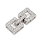 925 Sterling Silver Micro Pave Clear Cubic Zirconia Fold Over Clasps, Square, Real Platinum Plated, 17x7.5x3mm