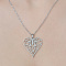 Non-Tarnish 201 Stainless Steel Hollow Heart Pendant Necklace, Stainless Steel Color, 17.72 inch(45cm)