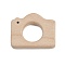 Natural Beech Wooden Baby Teething Toys, Teething Rings for Newborn Toddler Infant, Camera, BurlyWood, 46x57x10mm, Hole: 3mm and 25mm