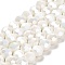 Opaque Glass Beads Stands, AB Color, Faceted(32 Facets), Round, White, 10x8.5~9mm, Hole: 1.6mm, about 67pcs/strand, 23.62 inch(60cm)