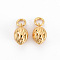 10Pcs Brass Charms, Nickel Free, with Jump Rings, Flower Bud, Real 18K Gold Plated, 11x7mm, Hole: 3mm