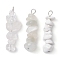 Gradient Color Natural Quartz Crystal & Natural Howlite & White Moonstone Chip Beaded Pendants, with 304 Stainless Steel Loops, Stainless Steel Color, 28~34x7~10x7~10mm, Hole: 2x3mm, 3pcs/set